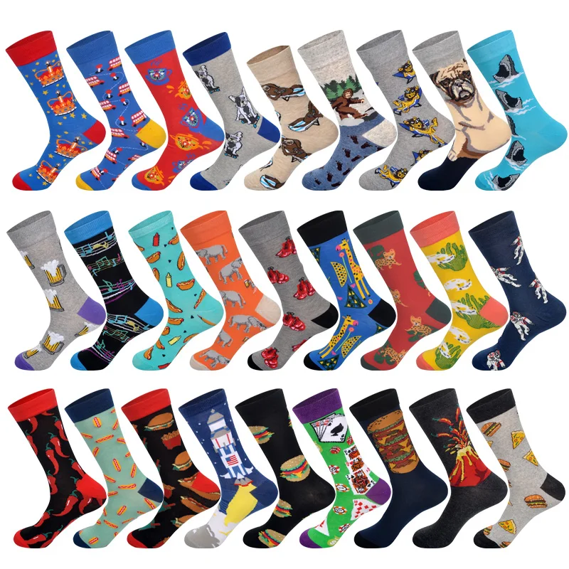 Носки LIONZONE женские мужские дышащие пушистые с жирафом автобусом колбаской пивом