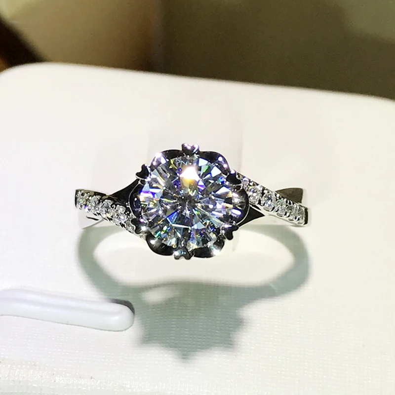 925 пробы Серебряное моиссанитовое кольцо роскошное ювелирное изделие в стиле