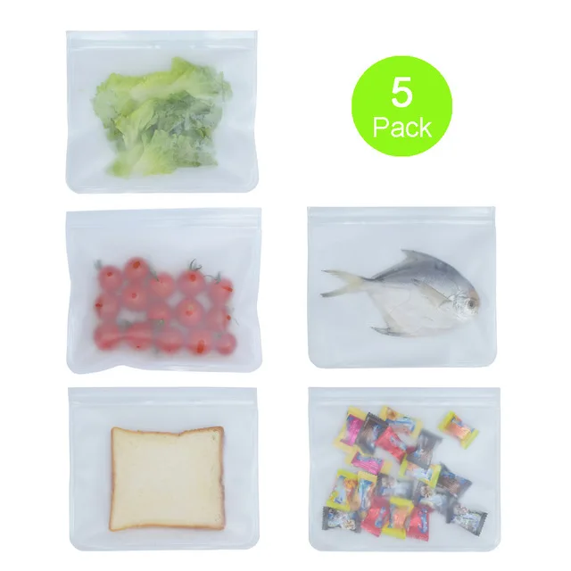 PEVA bags 5 pack 3 шт силиконовые контейнеры для хранения еды на молнии герметичные контейнеры Топ многоразовые стоьте вверх закрывать мешок чашки дропшиппинг - Цвет: PEVA bags 5 pack