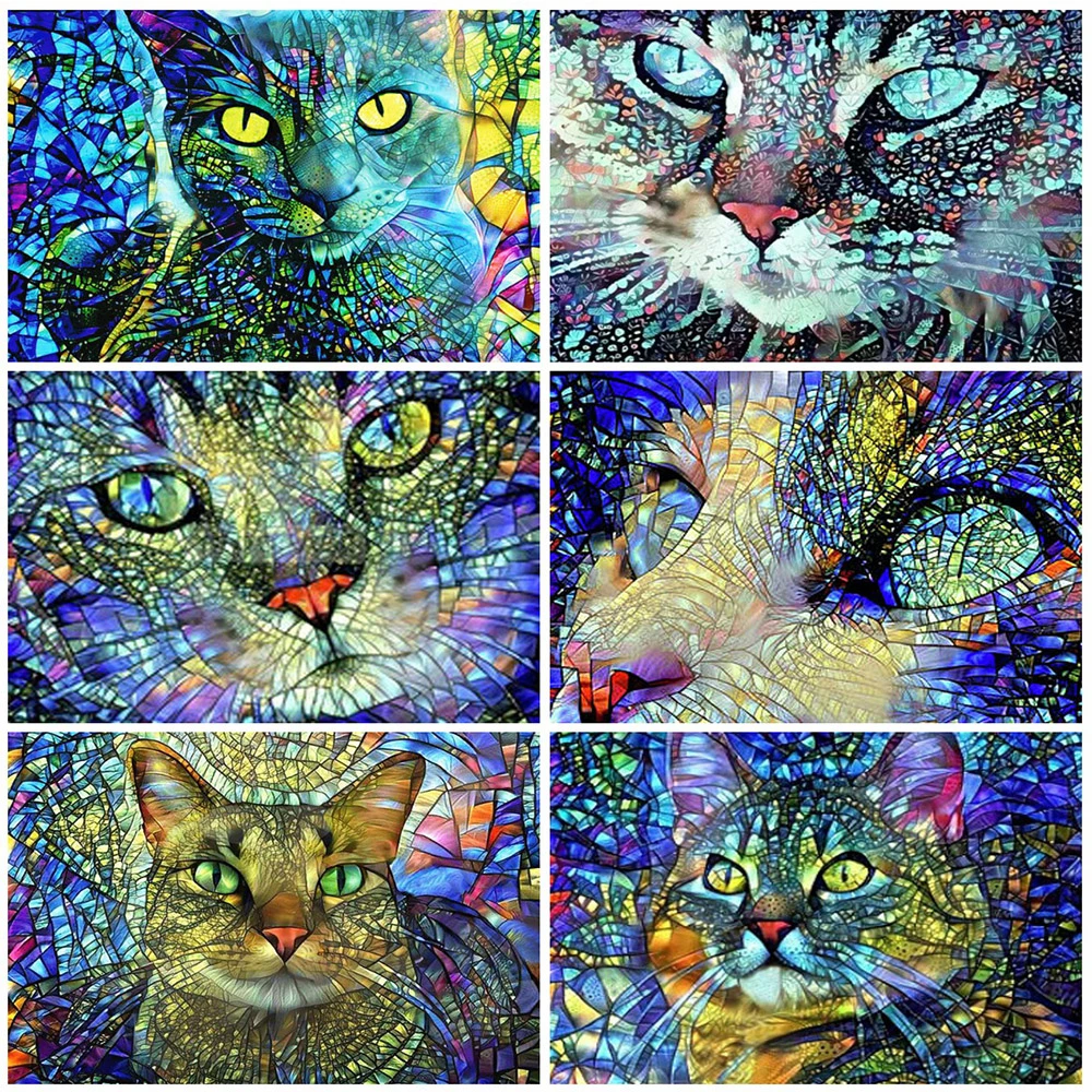 

MomoArt 5D DIY Diamond Painting Sale Cat Full Square Diamond Embroidery Animal Mosaic Cross Stitch Kit Home Decoration
