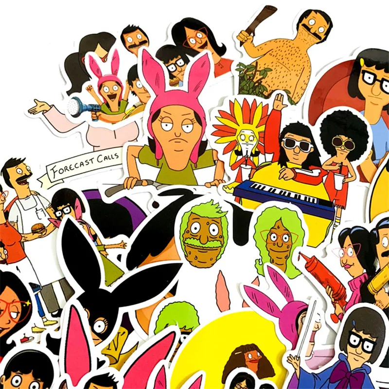 34/шт Аниме &quotBob's Burgers&quot Маскарада вечеринки в стиле персонажа знак стикер