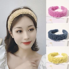 Diademas de piel sintética para mujer y niña, diademas de lana de cordero acolchadas y anchas, cálidas, de felpa, accesorios para el pelo (2)