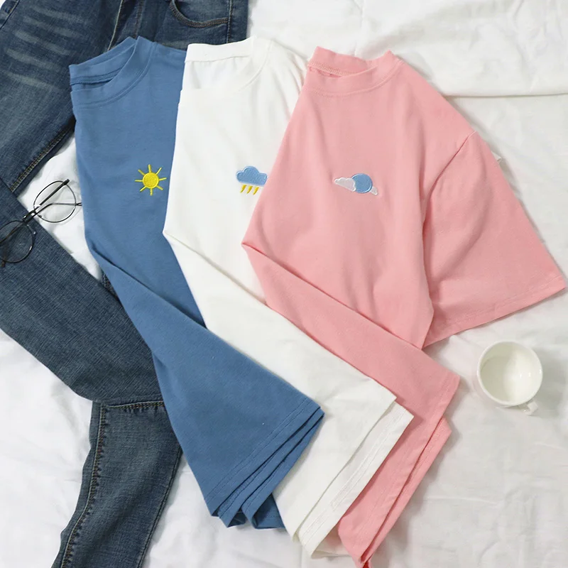 SONDR с изображением облаков молнии и солнце хлопковые футболки в стиле Харадзюку