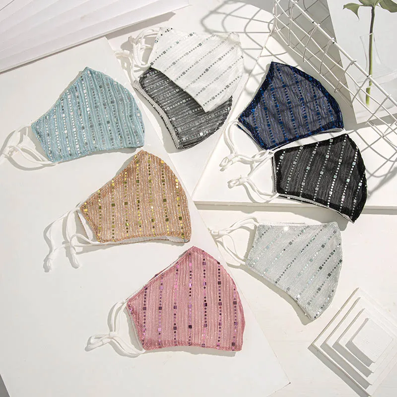 Новые многоразовые блестящие стразы блестящая маска для женщин модная