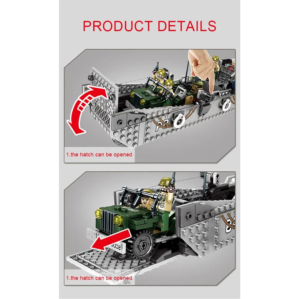413 шт блоки игрушки для детей Америка ВМС LCM3 десантное ремесло Империя стальных