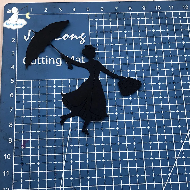 Bunnymoon женщина с зонтиком металлический Трафаретный вырубной штамп трафарет