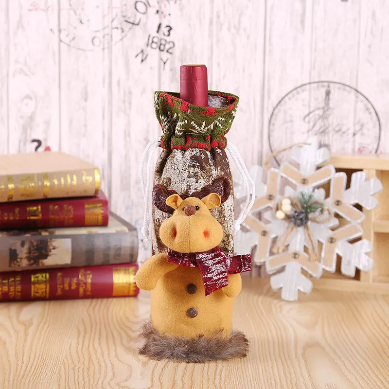 K1- Elk Год подарок Санта Клаус винная бутылка пылезащитный чехол Xmas Noel рождественские украшения для дома Navidad декор для обеденного стола - Цвет: K1- Elk