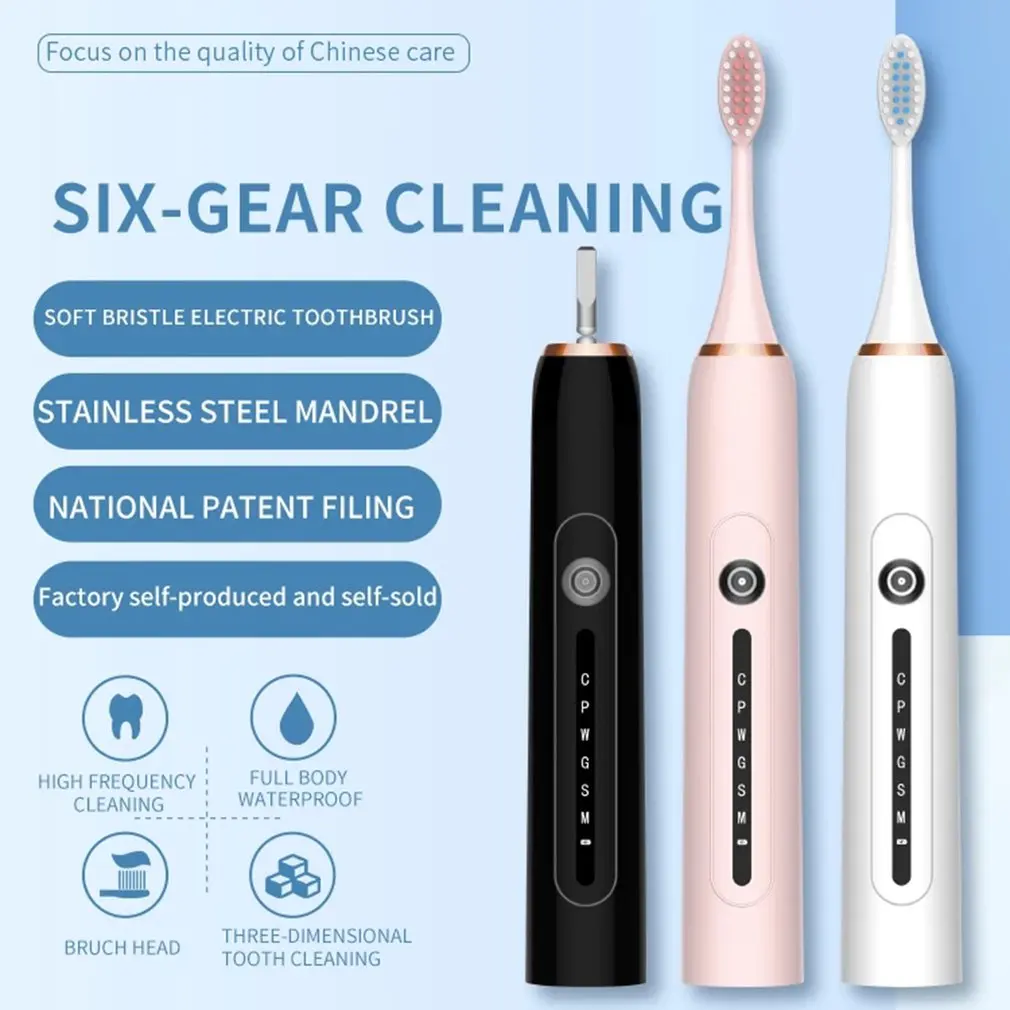 

X7 Adult Electric Toothbrushes Smart Toothbrush USB Rechargeable 4 Heads 6 Speeds Electric Toothbrush