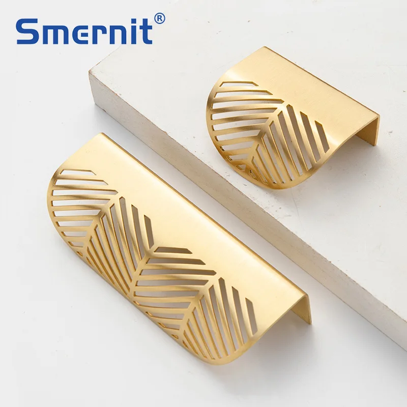 Латунный Невидимый шкаф для шкафа мебельный ящик из чистой меди и золота ручки