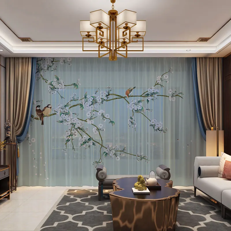 

3D Curtain Photo Custom Size Floral Tulle Curtains For Bedroom Curtains For Living Room Decorative Curtain