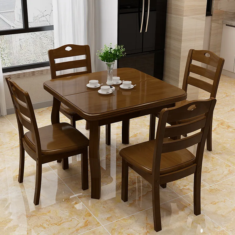 Современный раздвижной квадратный стол из цельной древесины|Обеденные столы| |