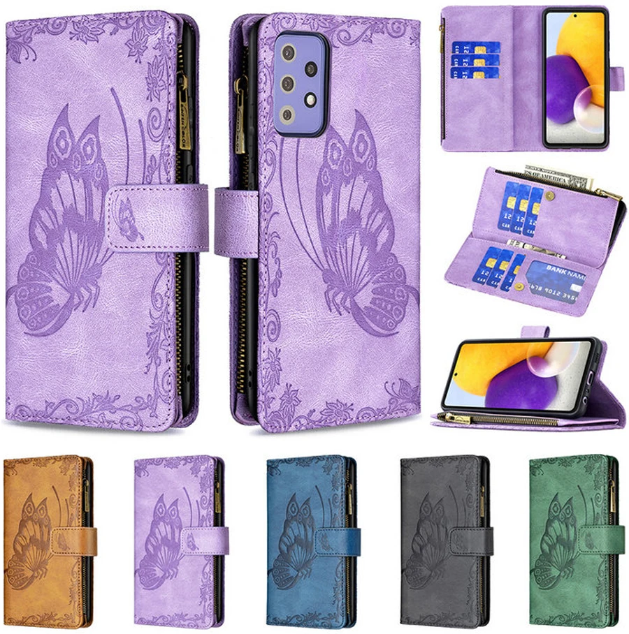 

For Samsung A72 5G 2021 Flip Leather Luxury Case Samsung Galaxy A72 A 72 Zipper Wallet Case for Galaxy A72 SM-A726B A725F Cover