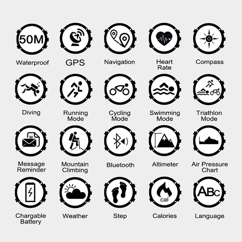 Мужские уличные спортивные цифровые Смарт часы водонепроницаемые 50 м рыболовный