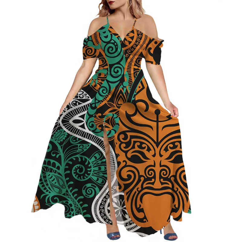 

Hycool Latest African Tribal Design Summer Women Wedding Party Dress Long Dress Women Maxi Casual Backless Plus Size Beach Dress