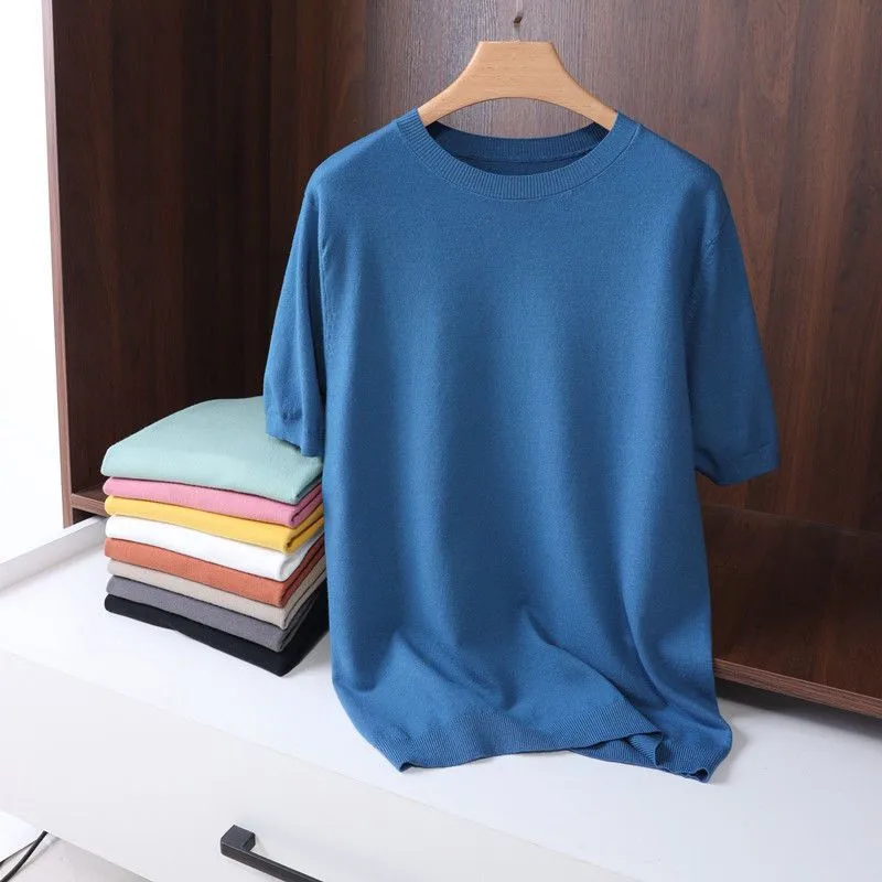 

Round neck sweater men's pullover simple sweater Korean round neck sweater loose large size bottoming shirt solid color top