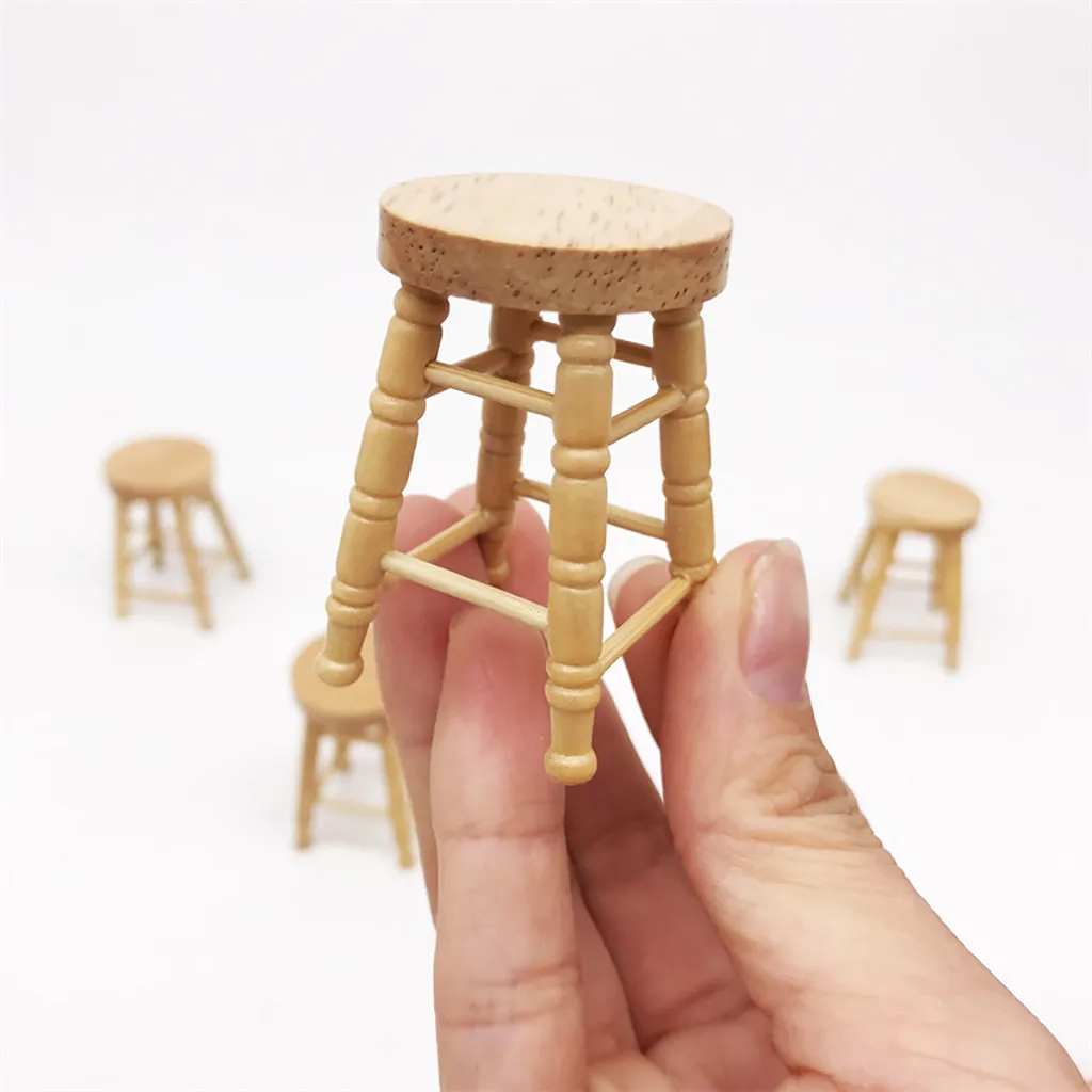 1/12 Mini Dollhouse Furniture Miniature High Stool Wooden Color Living Room Toy For Children Kids House Decoration | Игрушки и хобби