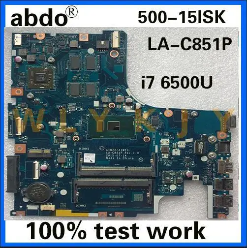 Abdo AIWZ2/AIWZ3 LA C851P материнская плата для Lenovo 500 15ISK ноутбука i7 6500U R7 M360 2G DDR3 100%