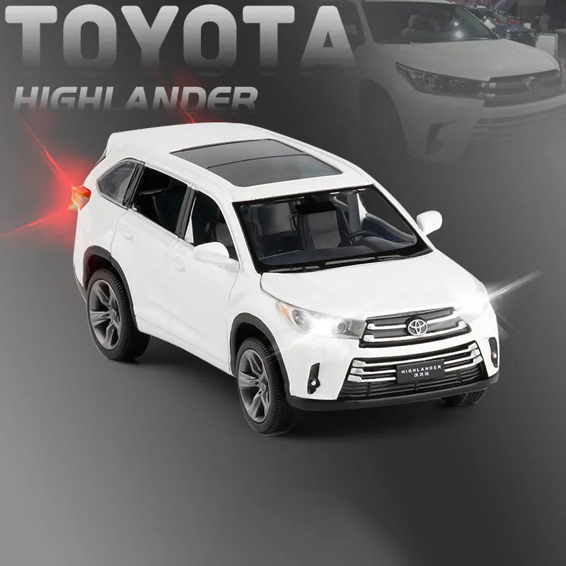 Белый 1/32 сплав Highlander литые игрушечные машины Литье металла SUV Pull Back Sound Light Коллекция игрушек автомобиль - Цвет: Белый