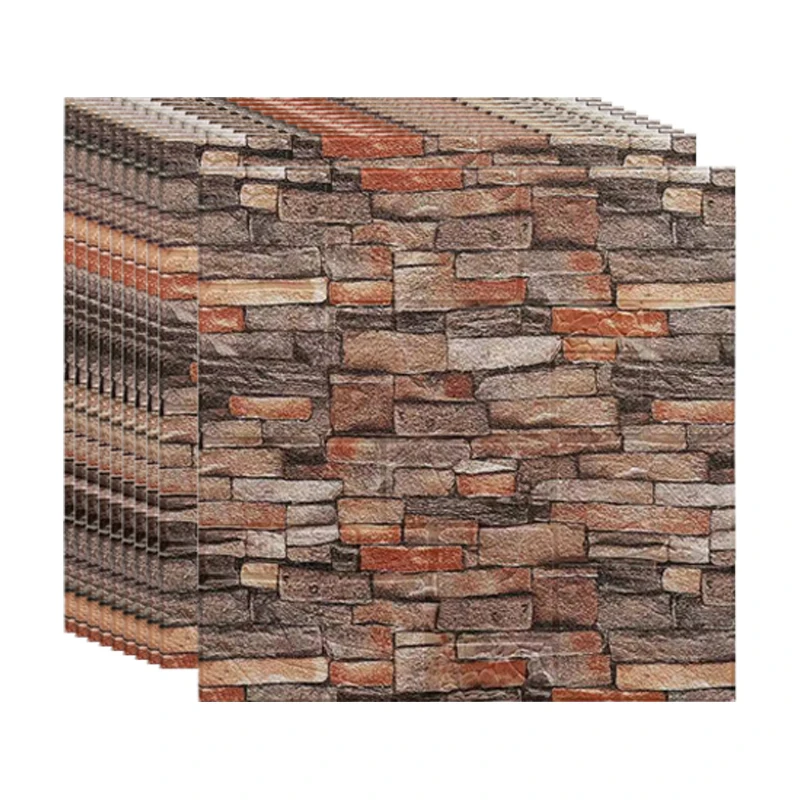 

3D Rock Brick Wallpaper for Bedroom Living Room Kitchen Wall Decor Waterproof Self-adhesive Foam Panels Sticker Pack of 15pcs