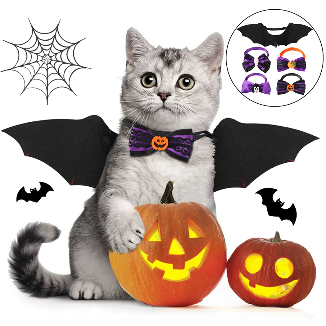 

Legendog 5 шт. милый набор для Хэллоуина с крыльями летучая мышь креативный милый костюм собаки с 4 галстуками-бабочками аксессуары для Хэллоуина кота