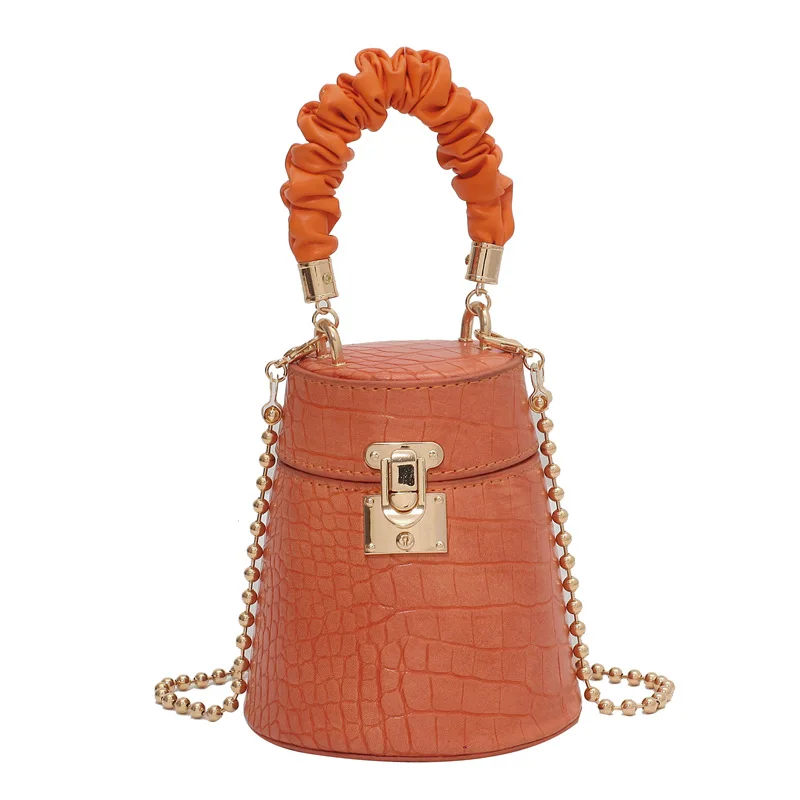 

Crocodile Pattern Tote Bucket Bag 2021 Fashion New High-Quality PU Leather Women's Designer Handbag Chain Shoulder Messenger Bag
