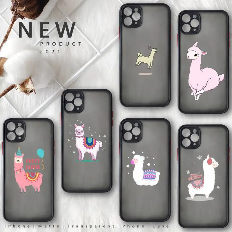 

Alpaca Phone Case black matte transparent For iPhone 7 8 x xs xr 11 12 pro plus mini max Clear Funda