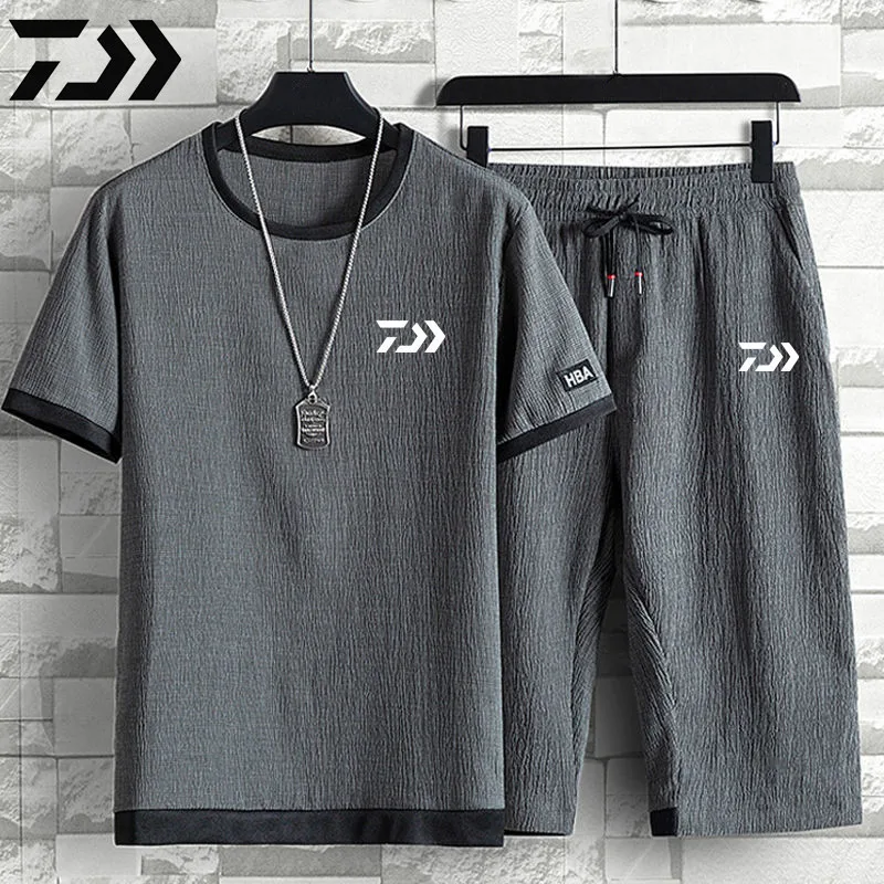 

New Daiwa Mens Fishing Suit Quick Drying Outdoor Sports Wear Clothing Short Sleeve Fishing Sets Shirt and Shorts Fishing Clothes