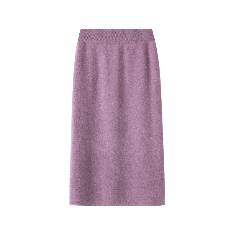 

Midi Skirt Straight Autumn Winter Fashion Clothes High Waist Knitted Skirts For Women Solid Multi Color Ladies Casual Bottoms