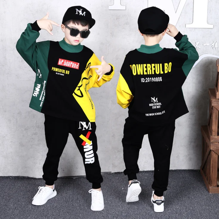 2 Pieces Children's Clothing Sets Boys Cotton Hip Hop Dance Costumes Autumn Big Kids Hoodies Pants Outfits 8 10 11 12 Years Old | Детская