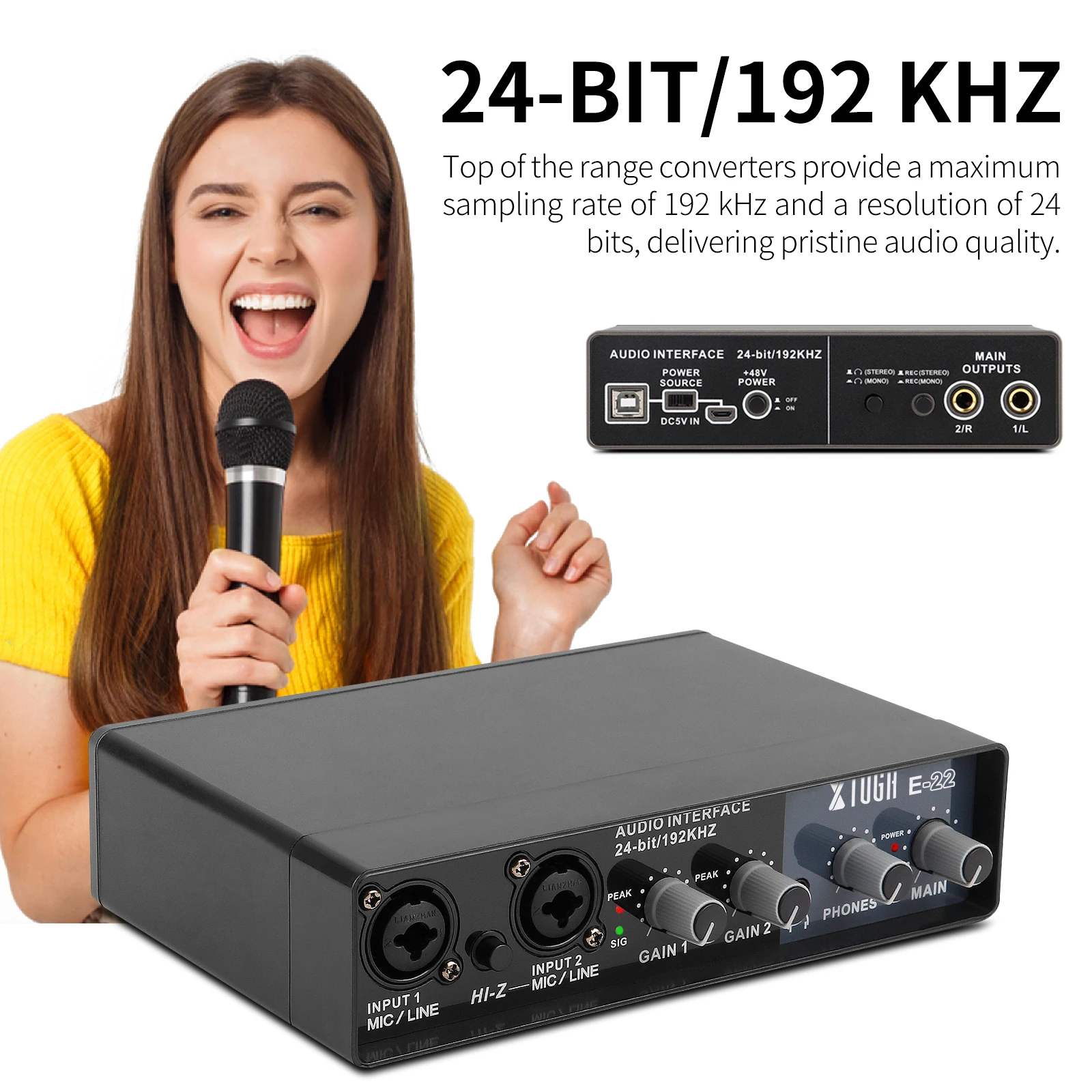 Звуковая карта XTUGA E22 с аудио интерфейсом и мониторингом для ПК профессиональная