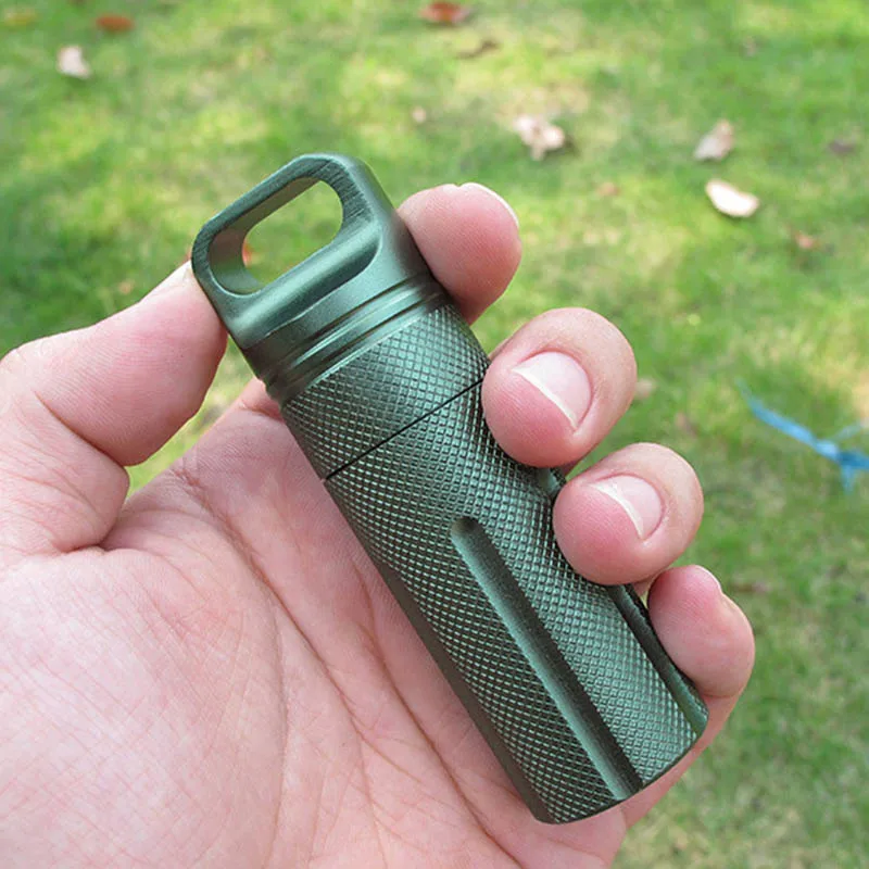 Aluminium Alloy Survival Edc Waterproof Capsule Seal Bottle Case Container Holder Tool Fit for Width Under 30mm Webbing | Спорт и
