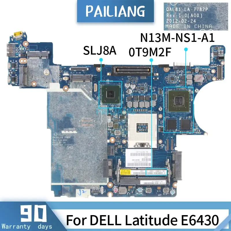 0t9m2f para Dell Latitude Slj8a Mainboard Portátil Placa Mãe Testado ok E6430 La-7782p Cn-0t9m2f N13m-ns1-a1