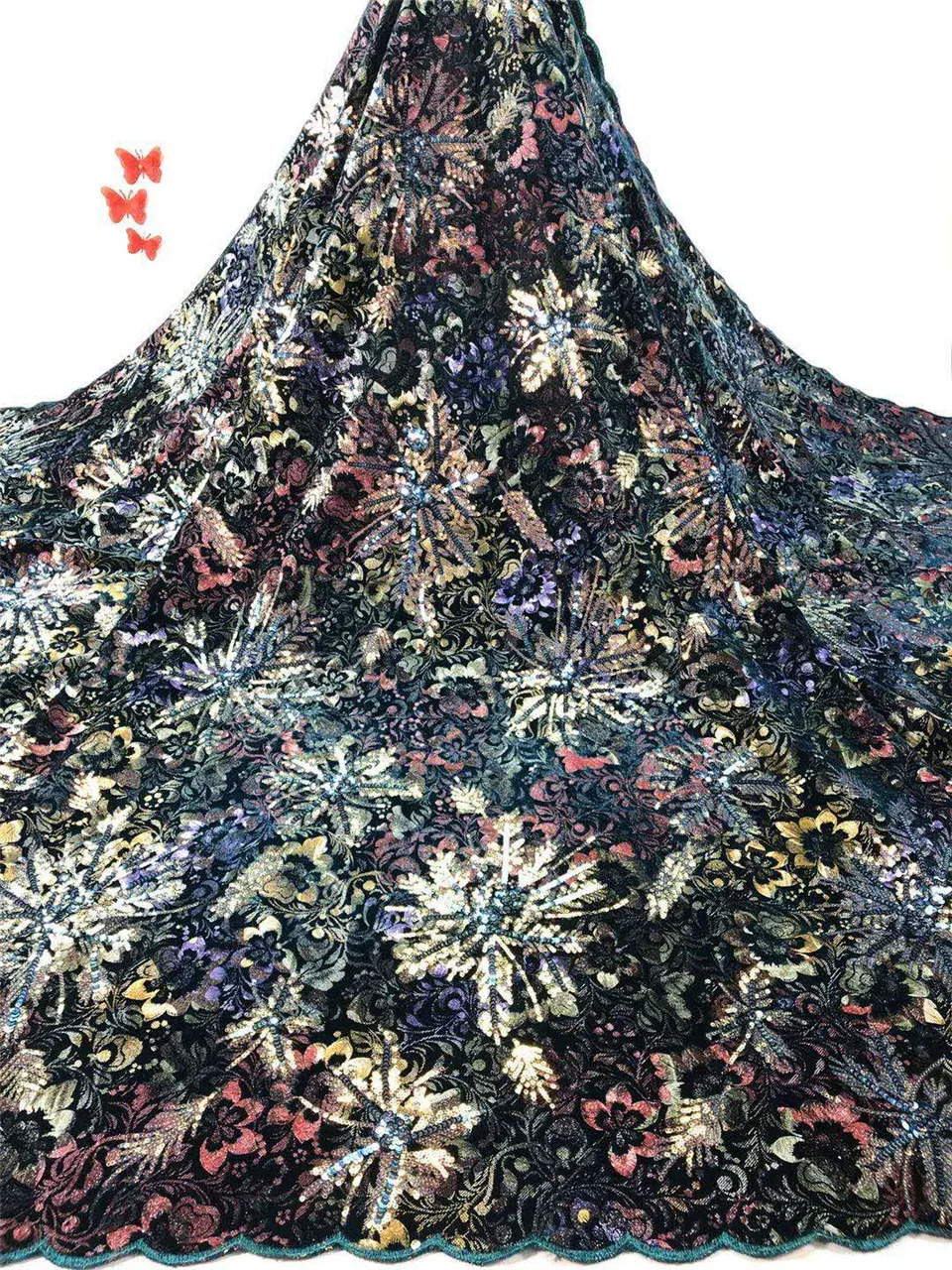 

French Sequined Mesh Lace Fabric 2020 High-quality Lace Fabric African Tulle Lace Fabric, Suitable for Nigerian Wedding FJ3693