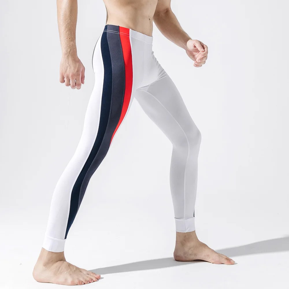

Autumn Winter Men Sweatpant Stretch Leggings Tights Stripe Printed Sport Pant Running Jogger Fitness Gym Track Pant Activewear