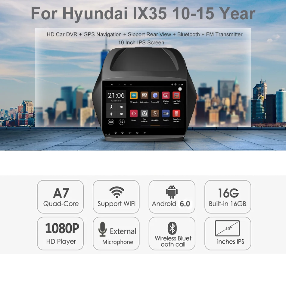 Автомагнитола 2 Din gps Android автомагнитола Центральная мультимедиа для hyundai IX35 2010 2015|