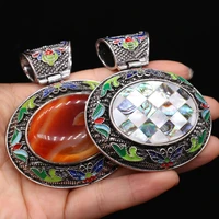 new style natural stone alloy pendant lace oval shaped semi precious for jewelry making diy necklace bracelet accessory