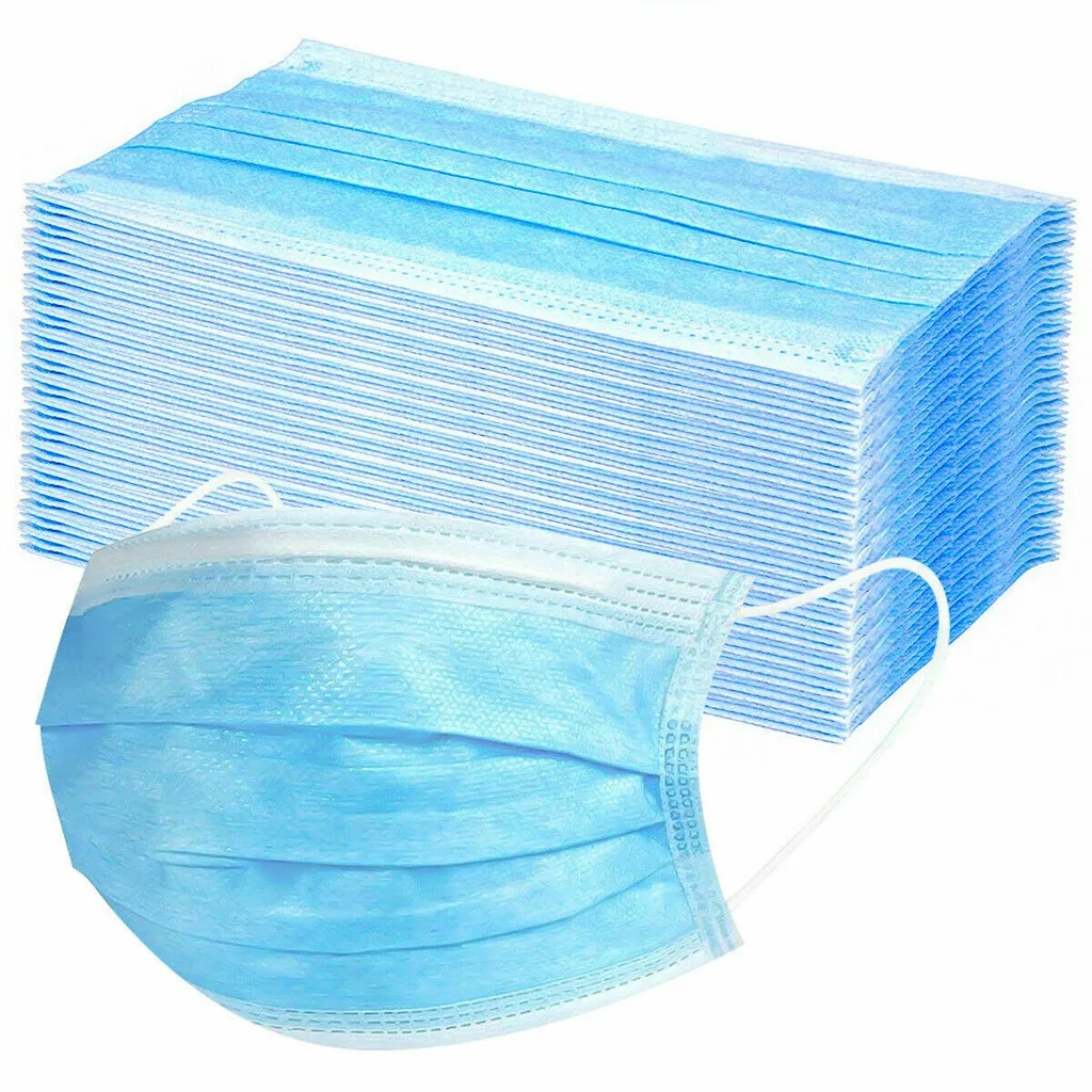 

1Box 100pc Masks higienica White and blue non-woven disposable Masks anti pollution triple layer protective Mask unisex
