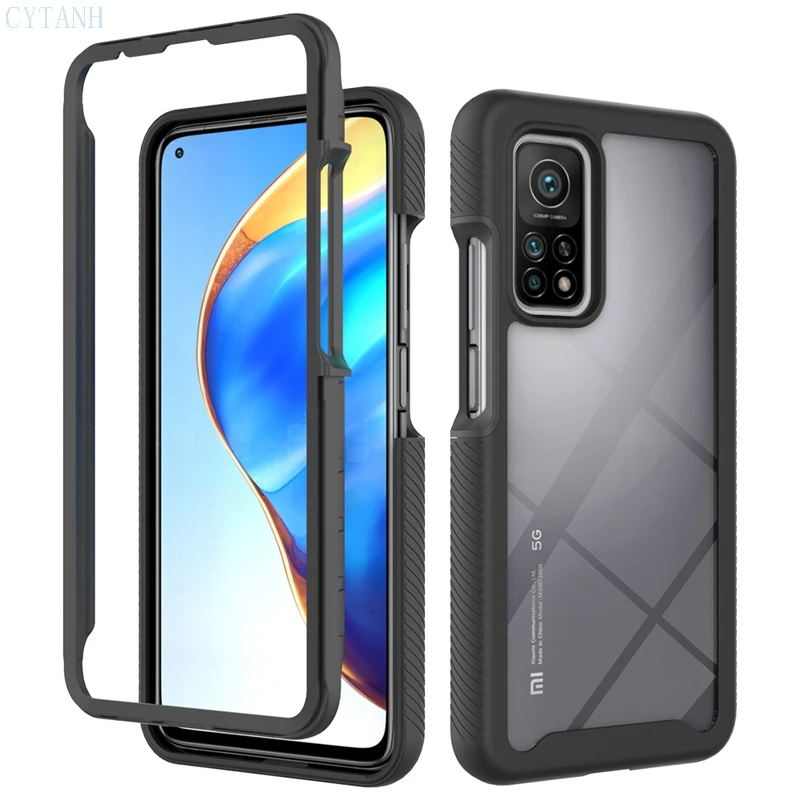 

360° protection Tire pattern Transparent Shockproof For Xiaomi Mi 10T 5G M2007J3SY 6.67" Crystal Bumper Back Shell Fundas Case