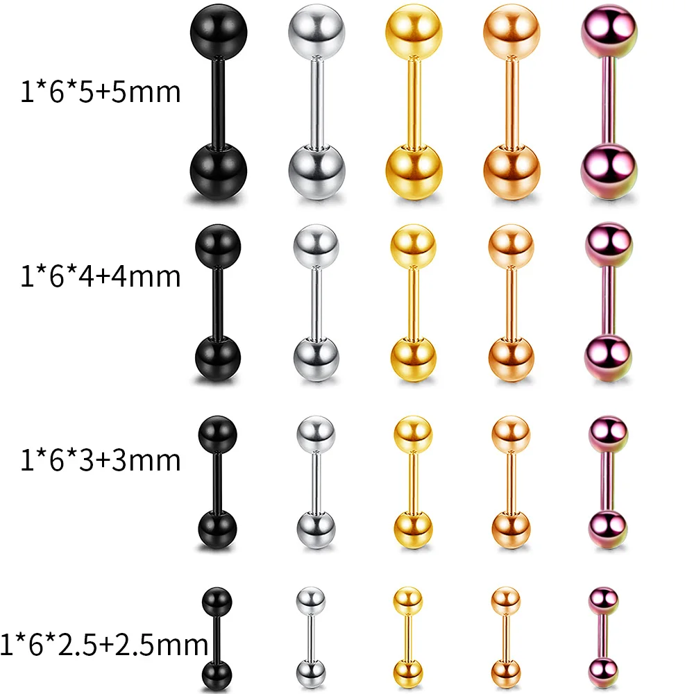 

1Pc Stainless Steel Round Ball Barbell Ear Stud Rose Gold Earrings Lobe Stud Helix Cartilage Piercing Jewelry For Women