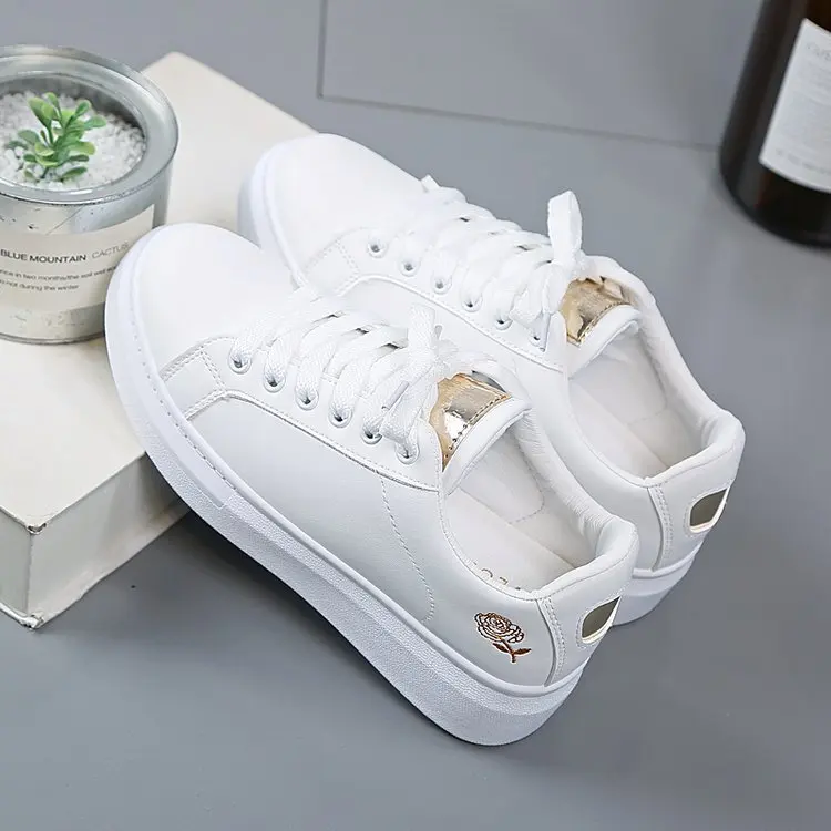 

Women Casual Shoes New Spring Women Shoes Fashion Embroidered White Sneakers Breathable Flower Lace-Up Women Sneakers srf4