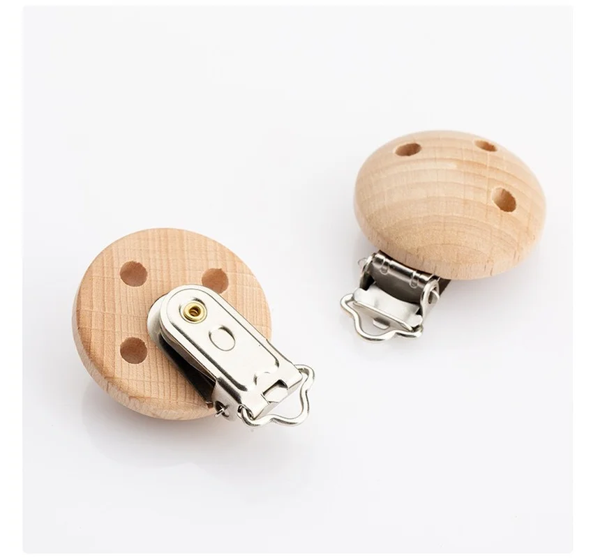Chupete Molar de madera de haya respetuoso con el medio ambiente, Clip calmante de madera para beb&eacute;, cadena antip&eacute;rdida, 30mm, 1 unidad-3