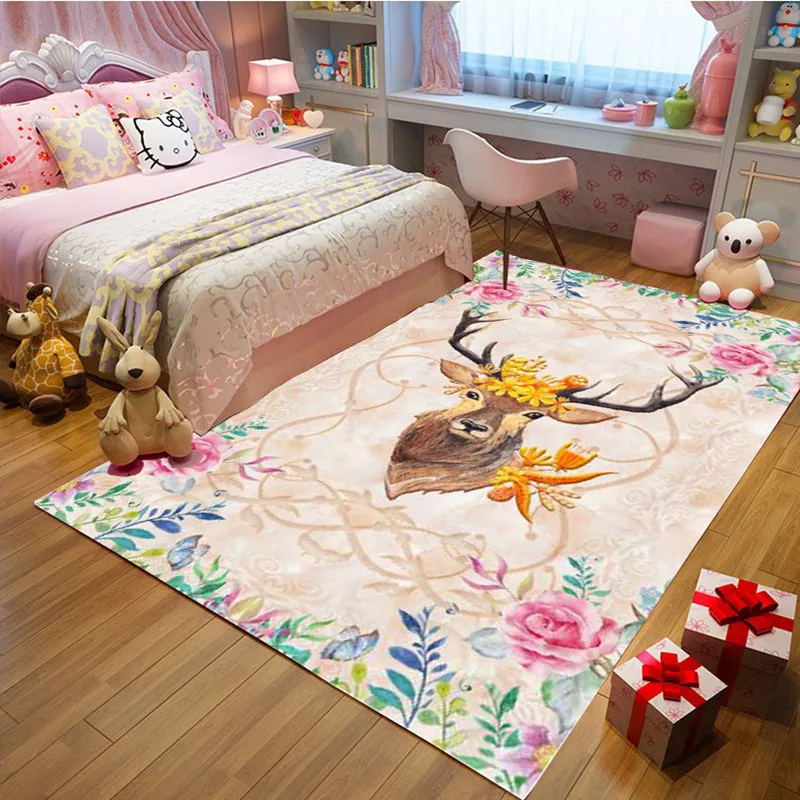 Розовый 3D единорог детский коврик Детская игра ползать пол для девочек любимый