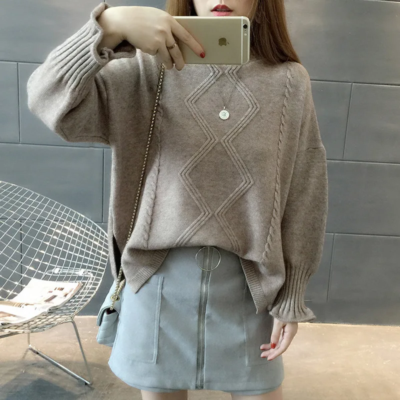 

Sweater Women Jumper Slim Elasticity Knitted Pullover Female Long Sleeve white