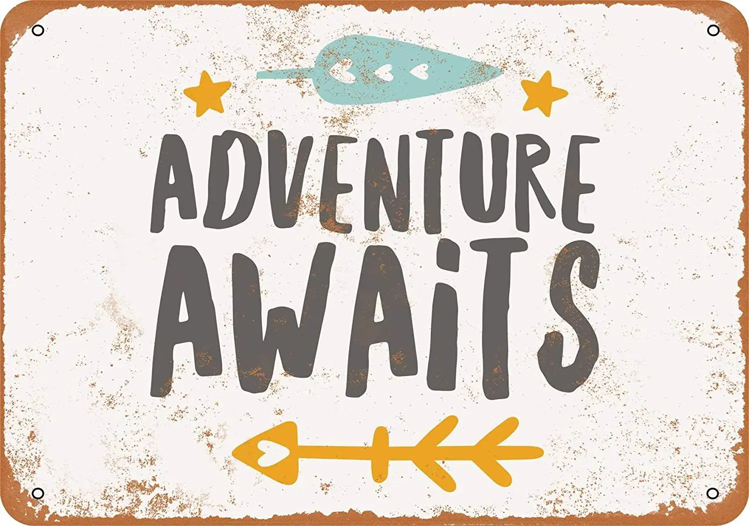 

WallColor 8*12 Metal Sign Adventure Awaits Vintage Look