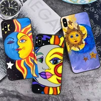 funny sun moon face phone case for iphone 13 12 11 mini pro xs max 8 7 6 6s plus x 5s se 2020 xr