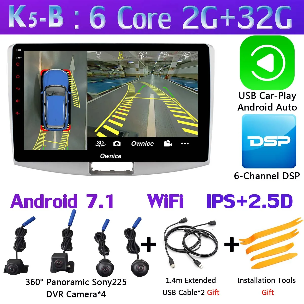 360 ° камера 4G WiFi Android 9,0 4G+ 64G DSP SPDIF CarPlay Автомобильный мультимедийный плеер для VW Passat B6 B7 Passat CC gps навигация радио - Цвет: K5-B-CarPlay