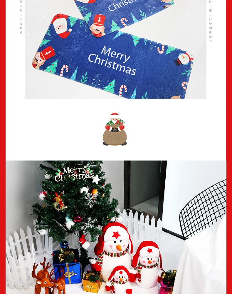 Navidad фланелевый Противоскользящий коврик веселый коврик с рождественским дизайном Дед Мороз напольный ковер для ванной комнаты Рождественское украшение для дома