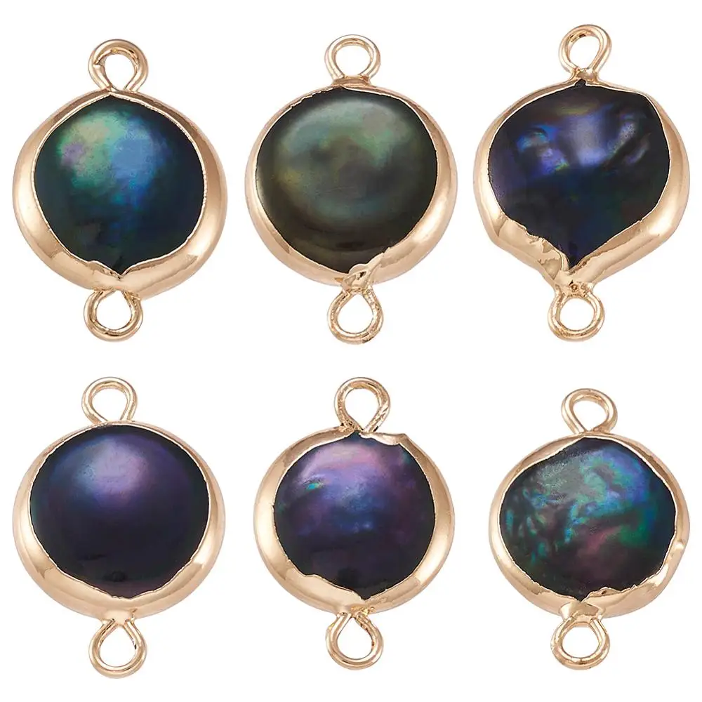 

10 Pcs Plated Natural Keshi Pearl Links Connectors with Iron Findings for DIY Jewelry Making 19~23x11~12x4~6mm Hole: 1.6mm