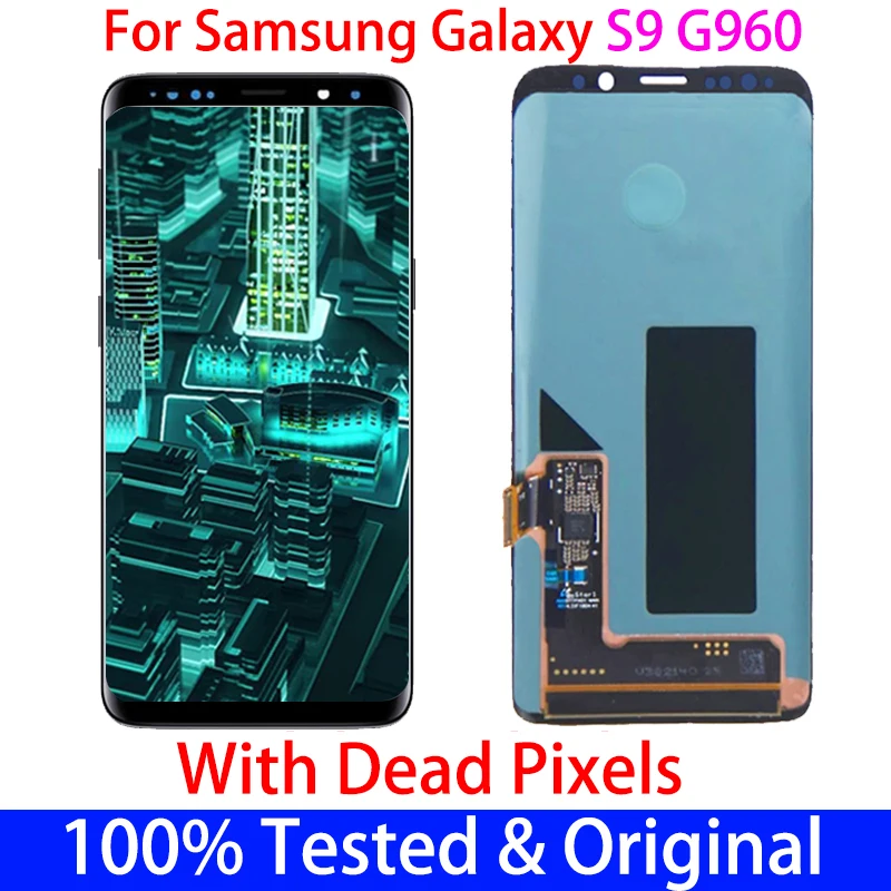 

Original With a Big Dot LCD For SAMSUNG Galaxy S9 G960 SM-G9600 G960F LCD Display Touch Screen Assembly Parts replacement Frame