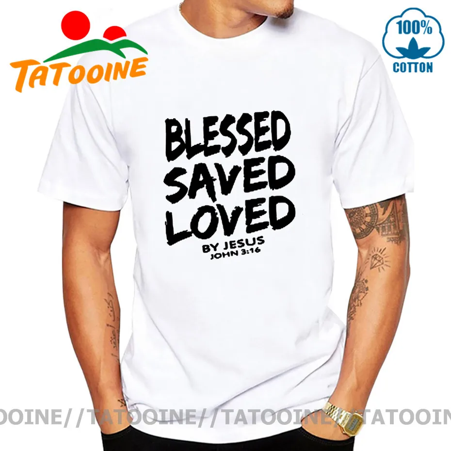 2020 Новая летняя футболка с надписью Christian Jesus BLESSED SAVED Love by John 3 16 мужская хлопковая